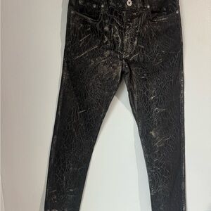 Men's Black Patterned Jeans